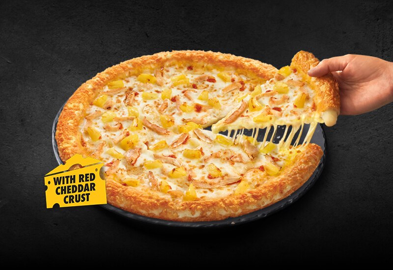 Aloha Chicken: Mozzarella Cheese Tarik with Red Cheddar Crust