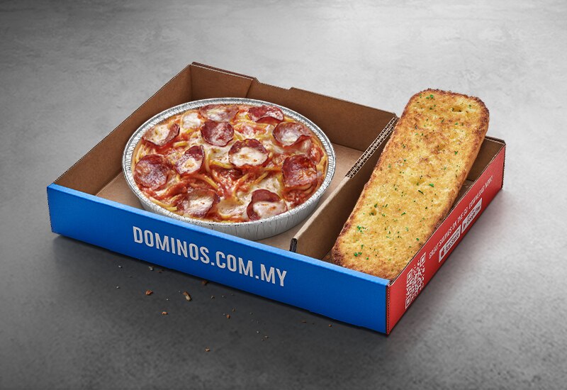 BoxKu Pizza Pasta – Beef Pepperoni & Garlic Bread