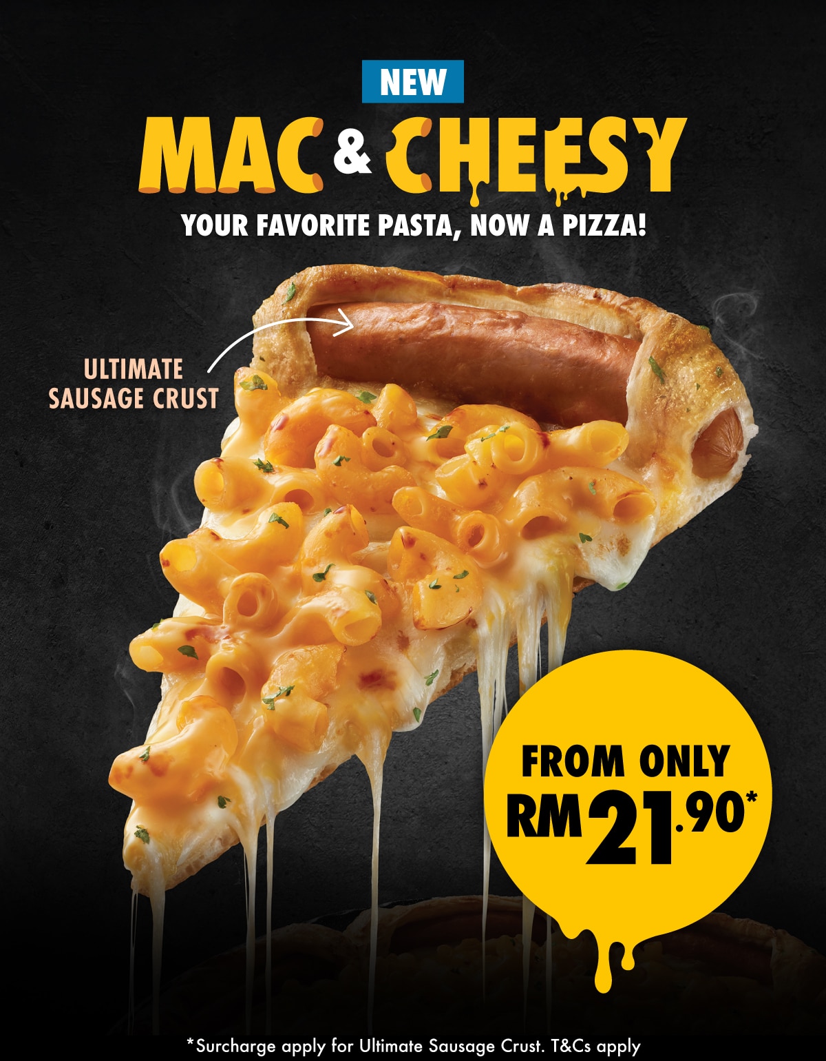 Mac & Cheesy Pizza with Ultimate Sausage Crust