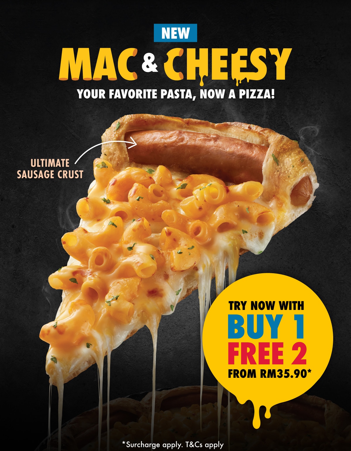 Mac & Cheesy Pizza with Ultimate Sausage Crust